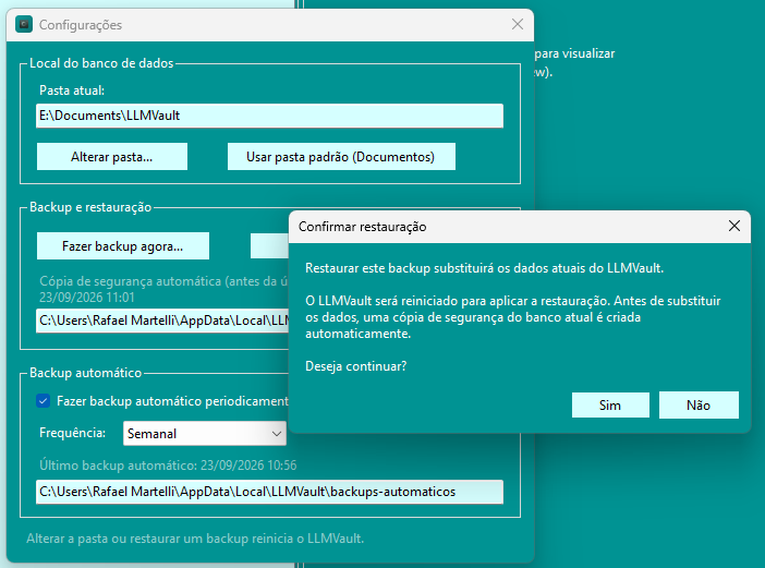Fig. 10: Mensagem de resumo exibida depois de uma atualização do banco.
