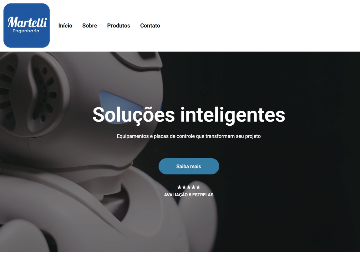 Tela do Site institucional martelli.eng.br
