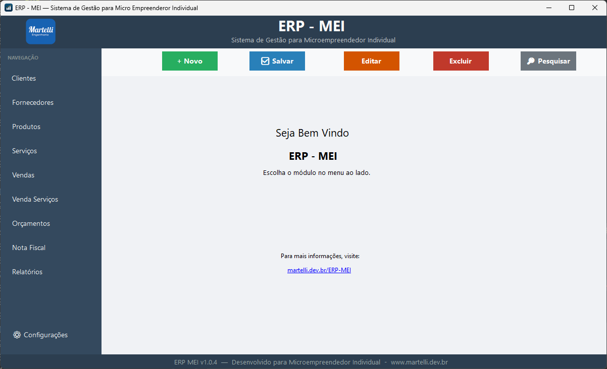 Tela do ERP para MEI mostrando o cadastro de clientes